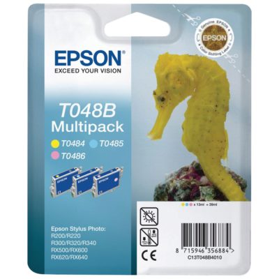 Epson Seahorse T048B Ink Cartridge, Light Cyan, Light Magenta, Light Yellow Multipack, C13T048B4010